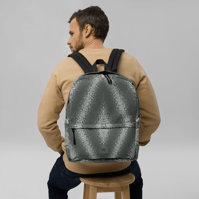 Monochrome Abstract Art Backpack — V-Shaped Splatter Print | Wearable Art