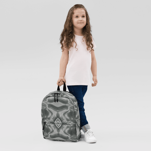 Monochrome Abstract Art Backpack — Agate Wave Print | Wearable Art