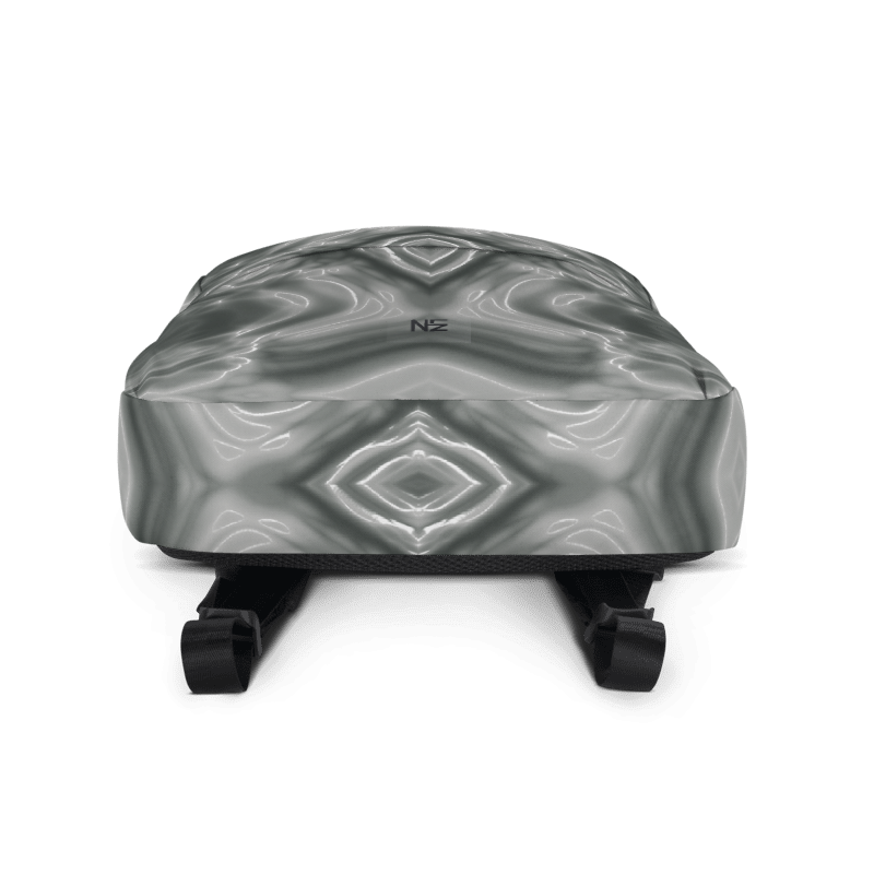 Monochrome Abstract Art Backpack — Agate Wave Print | Wearable Art